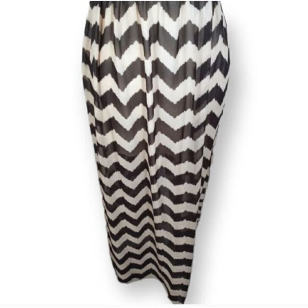 FASHION MAGAZINE BLACK & TAN STRIPE DRESS SZ.M EUC. - Picture 4 of 7